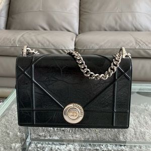 Christian Door Crinkled Lambskin Cannage Medium Diorama Flap Bag Black